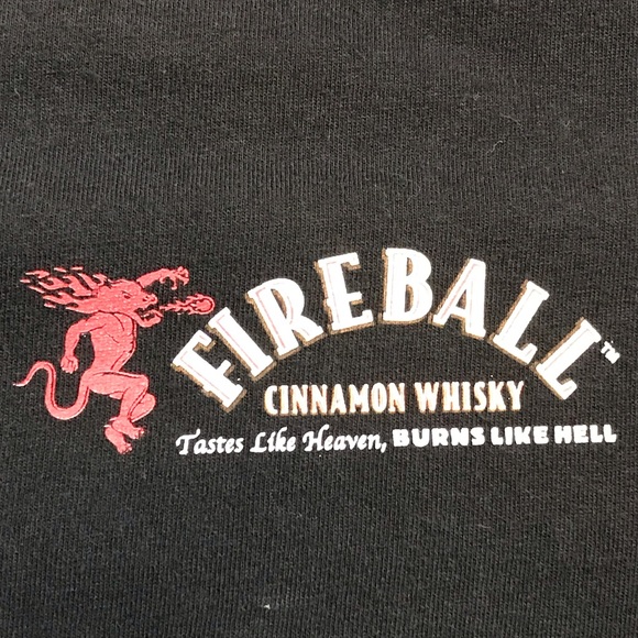 Fireball Cinnamon Whisky Red & Hot Taste Like Heaven, Burns Like Hell Party Tee - Picture 7 of 7